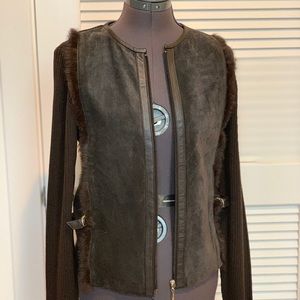 Blazer \ Jacket suede with fur trim